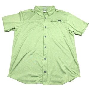 Columbia Shirt Men's M Green Regular Fit Short Sleeve Button Hiking Travel *HOLE